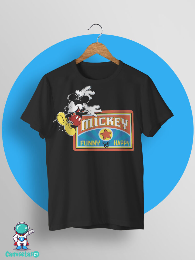 camiseta mickey vintage fun and happy