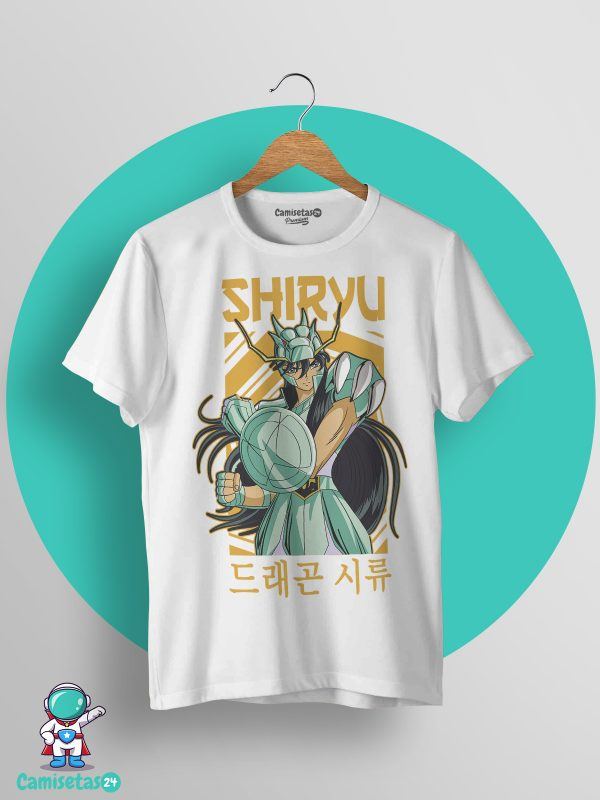 camiseta caballeros del zodiaco shiryu de dragón blanca