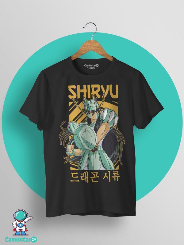 camiseta caballeros del zodiaco shiryu de dragon negra