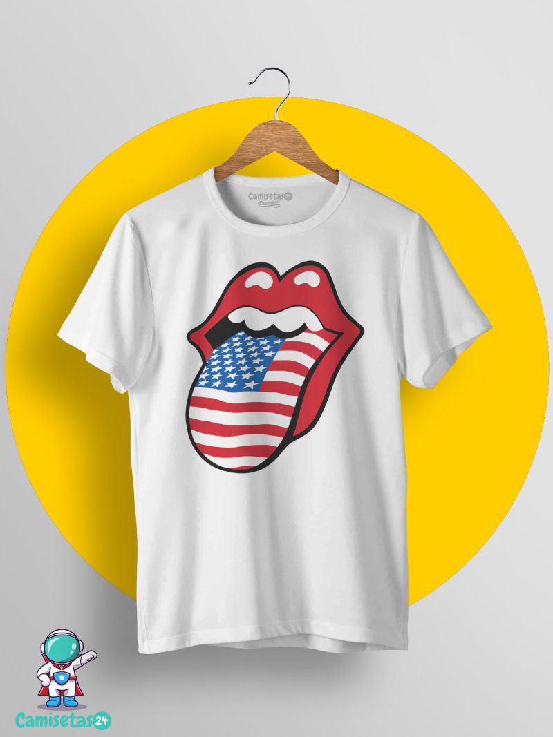 Camiseta Lengua Rolling USA blanca