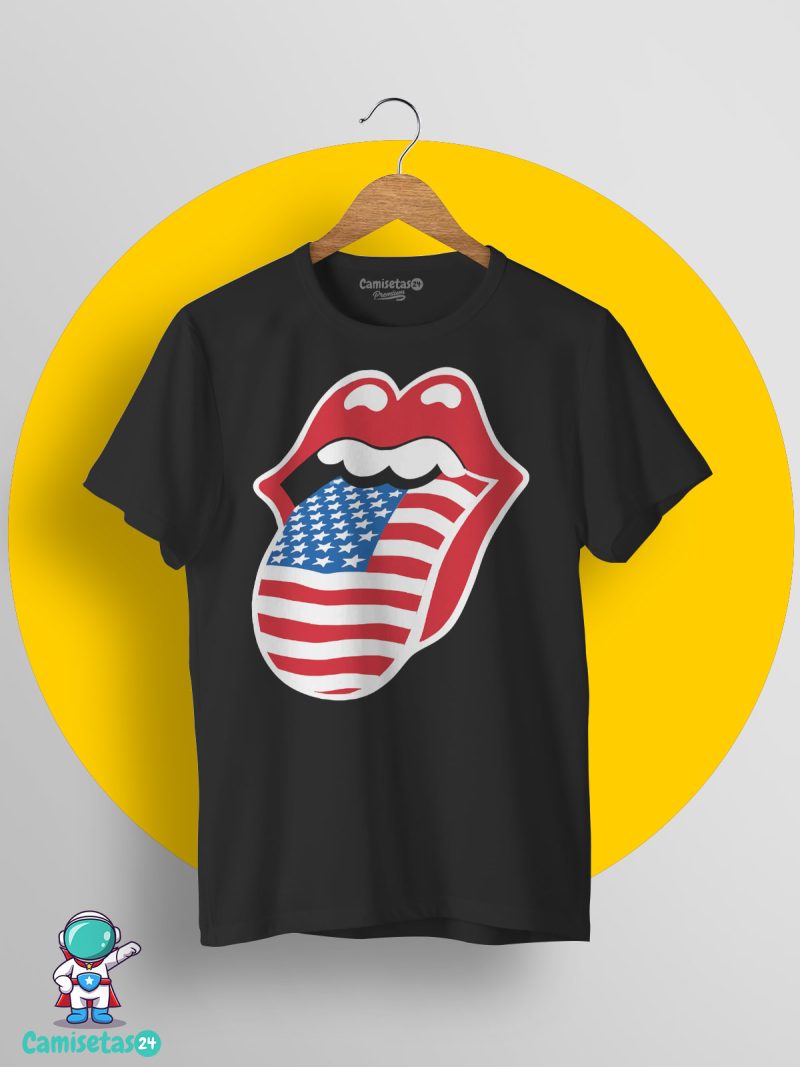 Camiseta Lengua Rolling USA negra