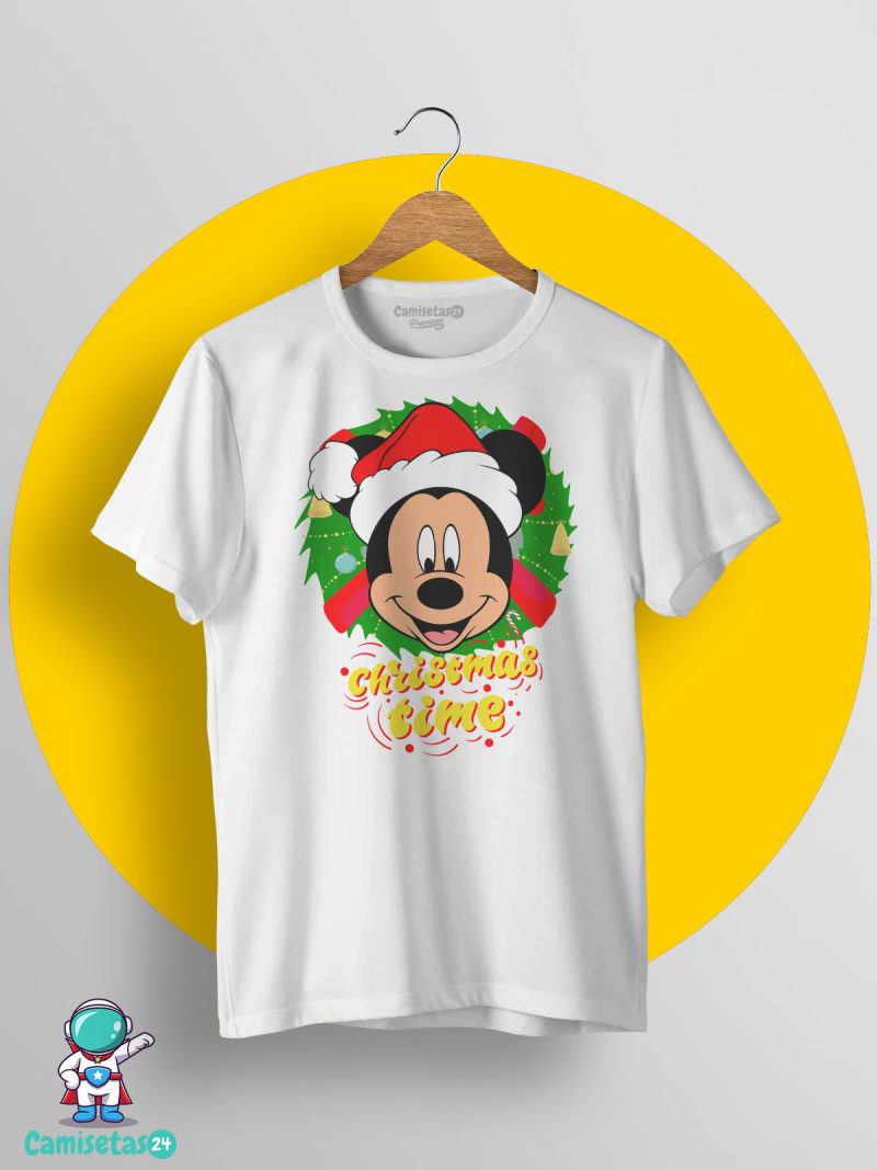 Camiseta Navidad Mickey blanca