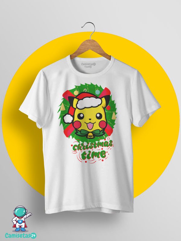 Camiseta Navidad Pikachu blanca