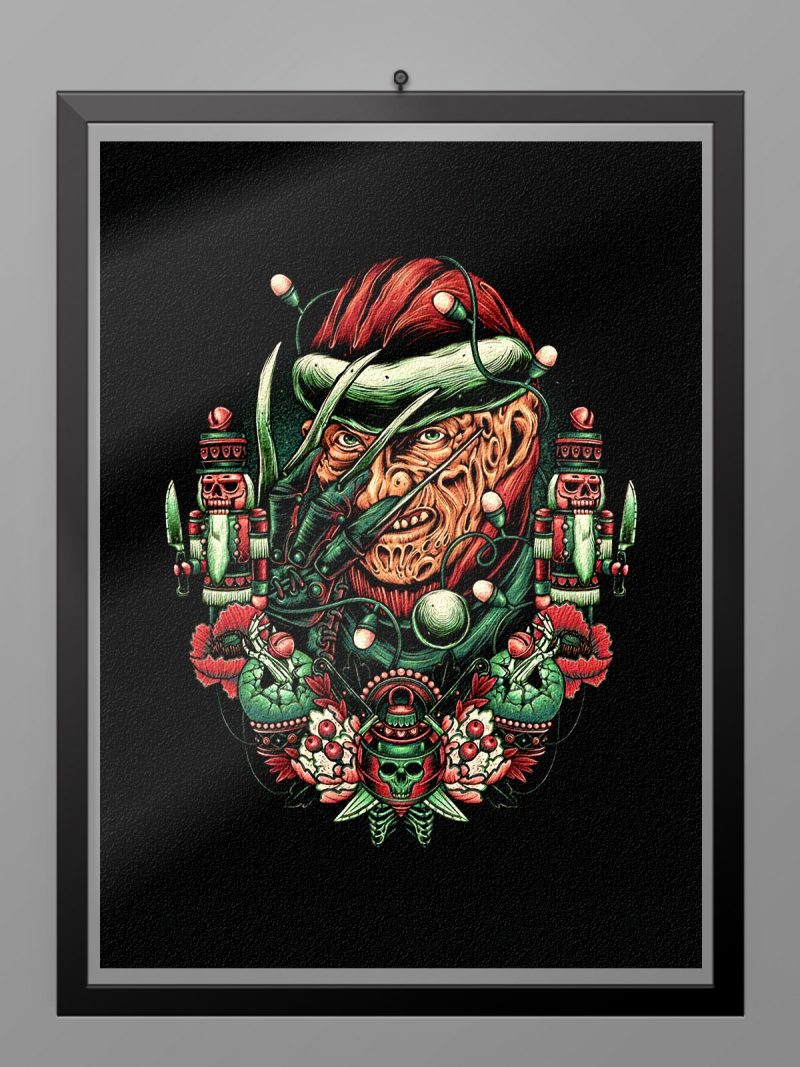 Camiseta Navidad Freddy Krueger Slasher poster