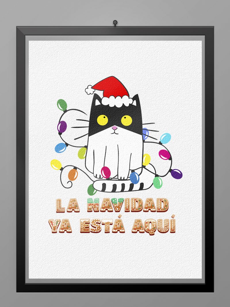 Camiseta Navidad Gatito poster