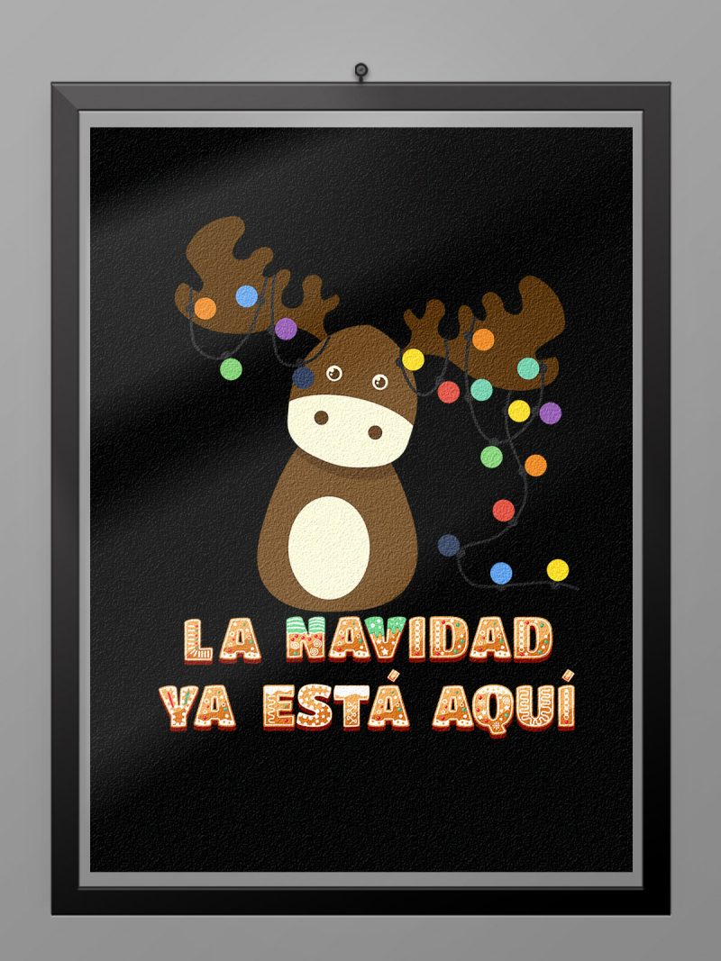 Camiseta Navidad Reno Luces poster