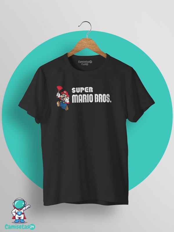 Camiseta Super Mario Fontanero vintage negra