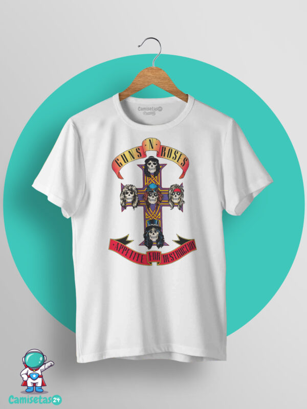 Camiseta Guns and Roses Appetite for Destruction blanca