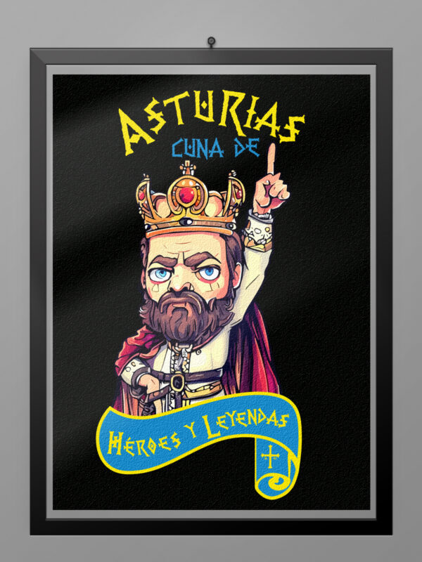 Camiseta Asturias Rey Pelayo cuna de héroes poster