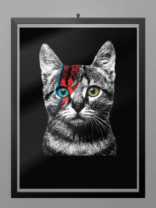 Camiseta Real Bowie Cat poster