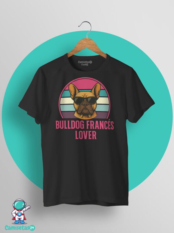 Camiseta Bulldog Francés Lover retro vintage con ilustración de bulldog francés con gafas de sol en impresión DTG de calidad premium