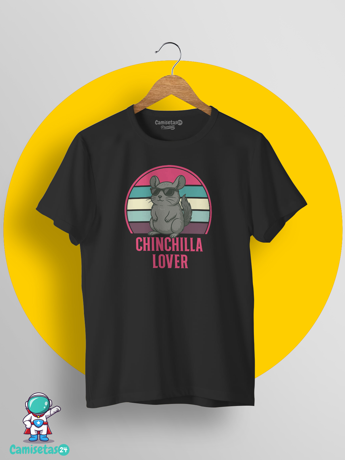 Camiseta Chinchilla Lover con chinchilla y gafas de sol estilo retro vintage
