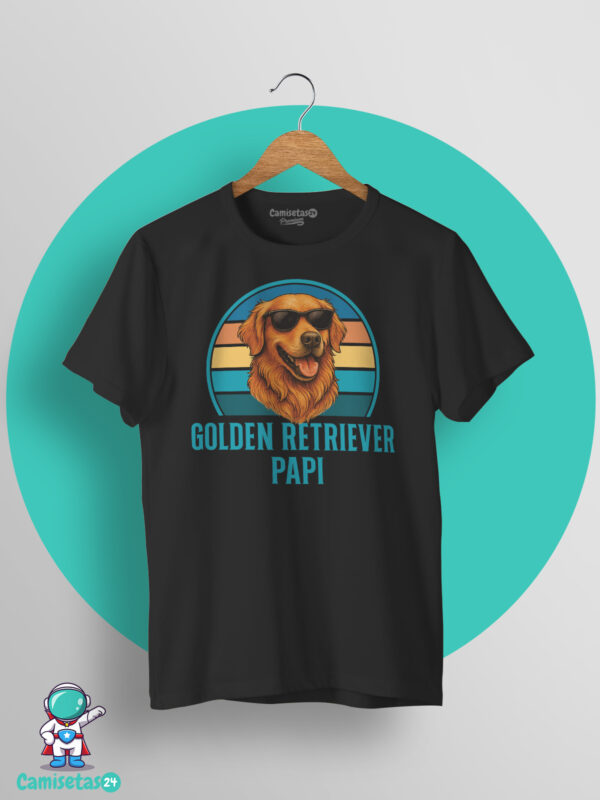 Camiseta Golden Retriever Papi retro vintage con Golden Retriever de gafas de sol y diseño original para hombres amantes de esta raza, impresión DTG.