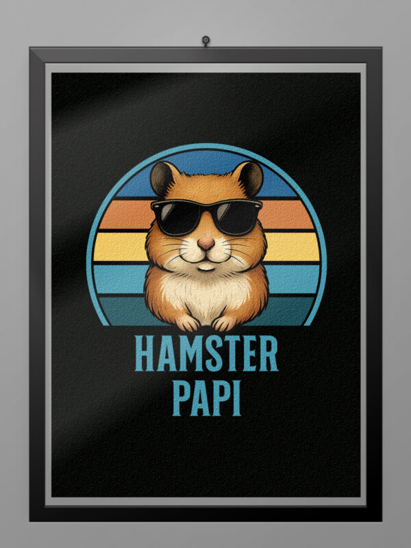 Ilustración retro de un hámster con gafas de sol para camiseta Hamster Papi