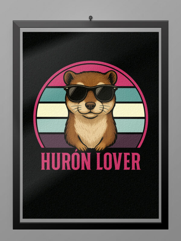 Ilustración retro de un hurón con gafas de sol para camiseta Hurón Lover