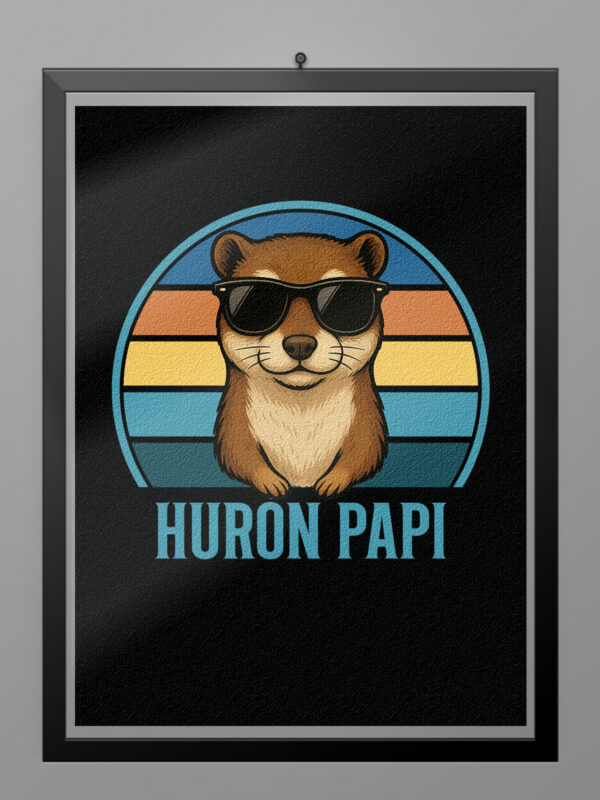 Ilustración retro de un hurón con gafas de sol para camiseta Hurón Papi