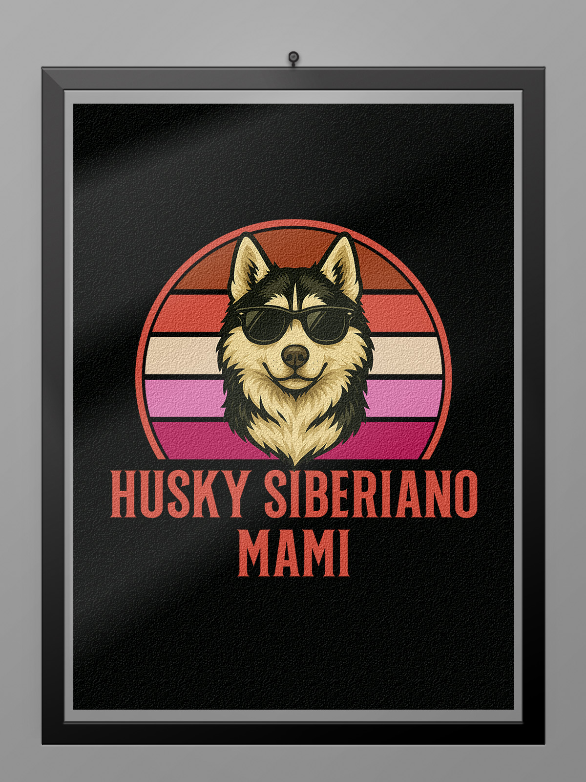 Ilustración retro de un Husky Siberiano con gafas de sol para camiseta Husky Siberiano Mami