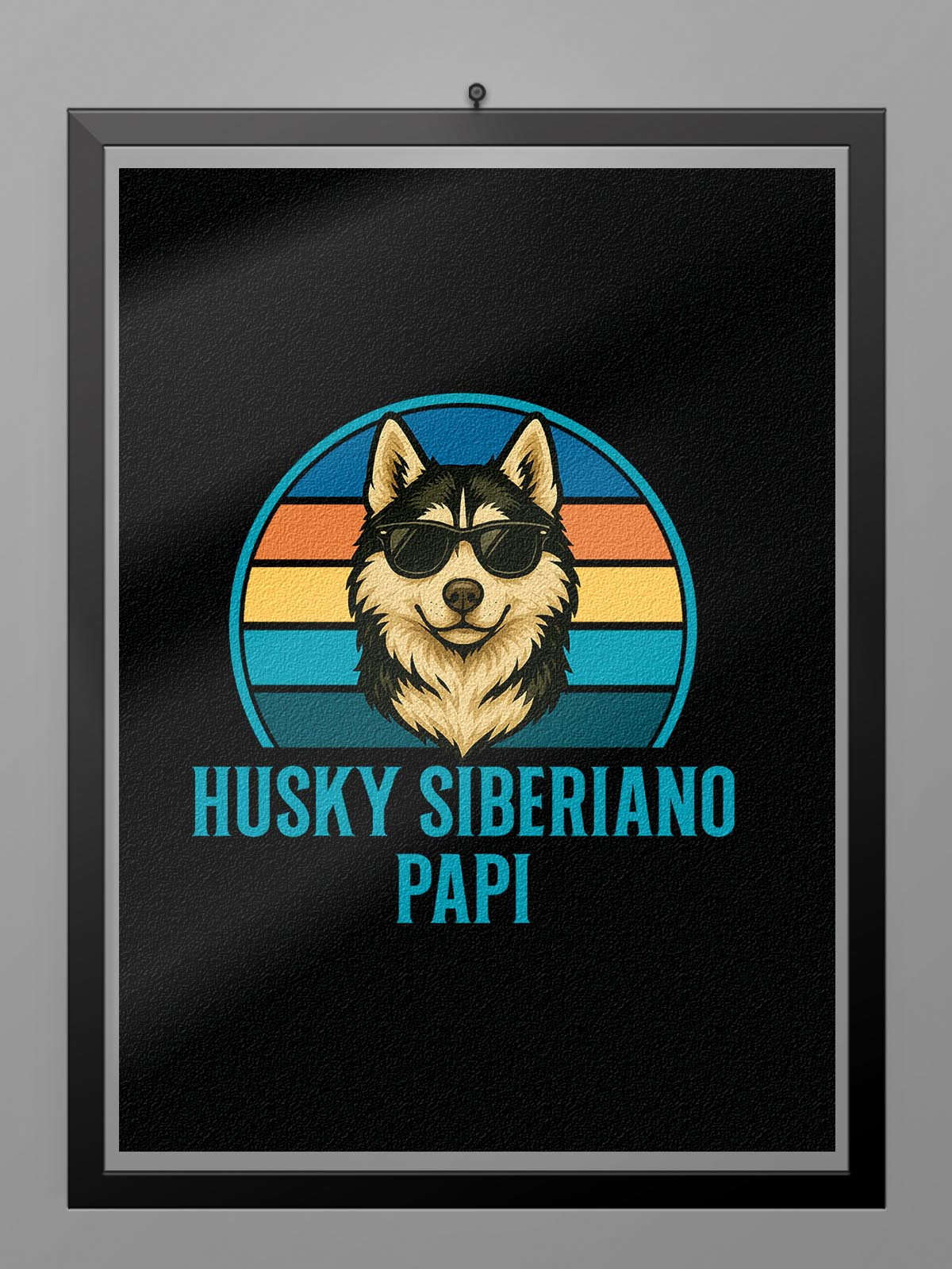 Ilustración retro de un Husky Siberiano con gafas de sol para camiseta Husky Siberiano Papi