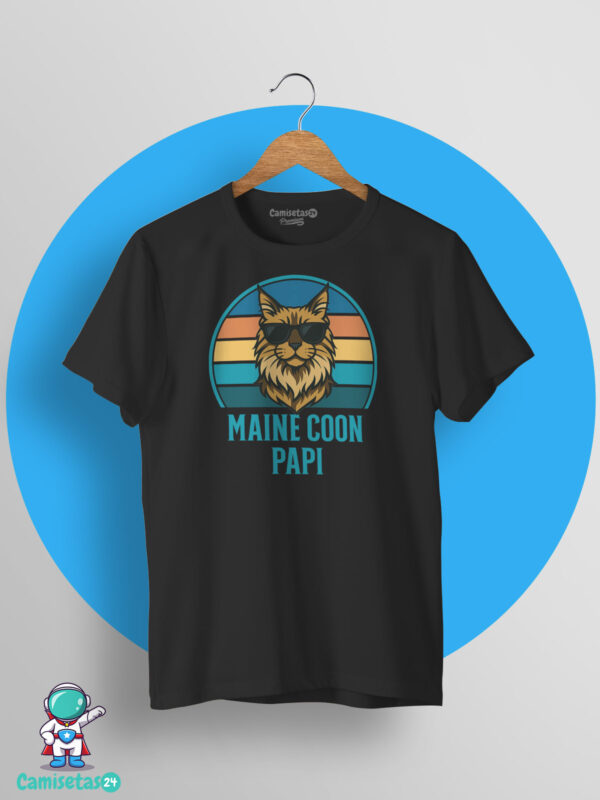Camiseta Maine Coon Papi con diseño retro vintage de un gato Maine Coon con gafas de sol
